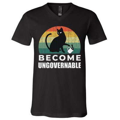 Become Ungovernable I Do What I Want Funny Cat V-Neck T-Shirt