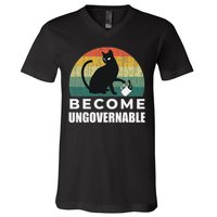 Become Ungovernable I Do What I Want Funny Cat V-Neck T-Shirt