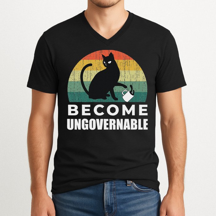 Become Ungovernable I Do What I Want Funny Cat V-Neck T-Shirt