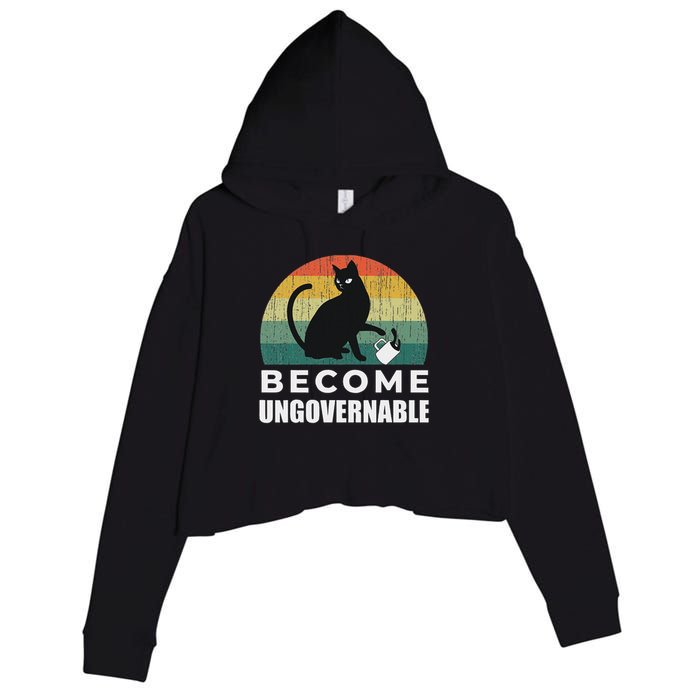 Become Ungovernable I Do What I Want Funny Cat Crop Fleece Hoodie