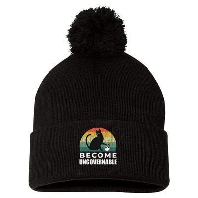 Become Ungovernable I Do What I Want Funny Cat Pom Pom 12in Knit Beanie