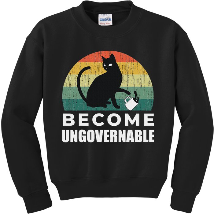 Become Ungovernable I Do What I Want Funny Cat Kids Sweatshirt
