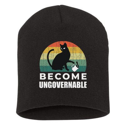 Become Ungovernable I Do What I Want Funny Cat Short Acrylic Beanie