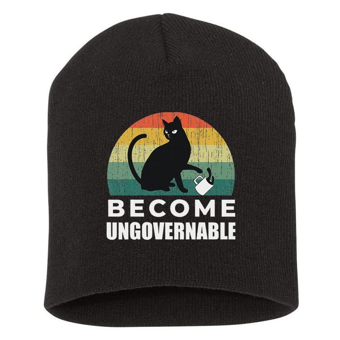 Become Ungovernable I Do What I Want Funny Cat Short Acrylic Beanie
