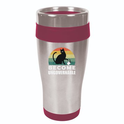 Become Ungovernable I Do What I Want Funny Cat 16oz Travel Tumbler