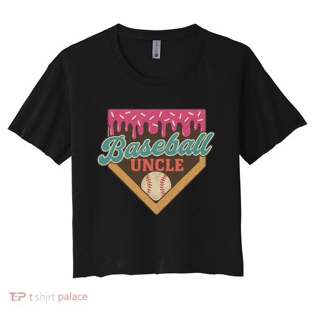 Baseball Uncle Ice Cream Drip Crop Top