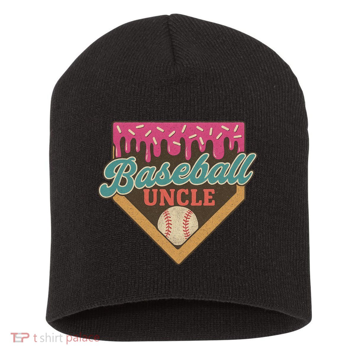 Baseball Uncle Ice Cream Drip Short Acrylic Beanie