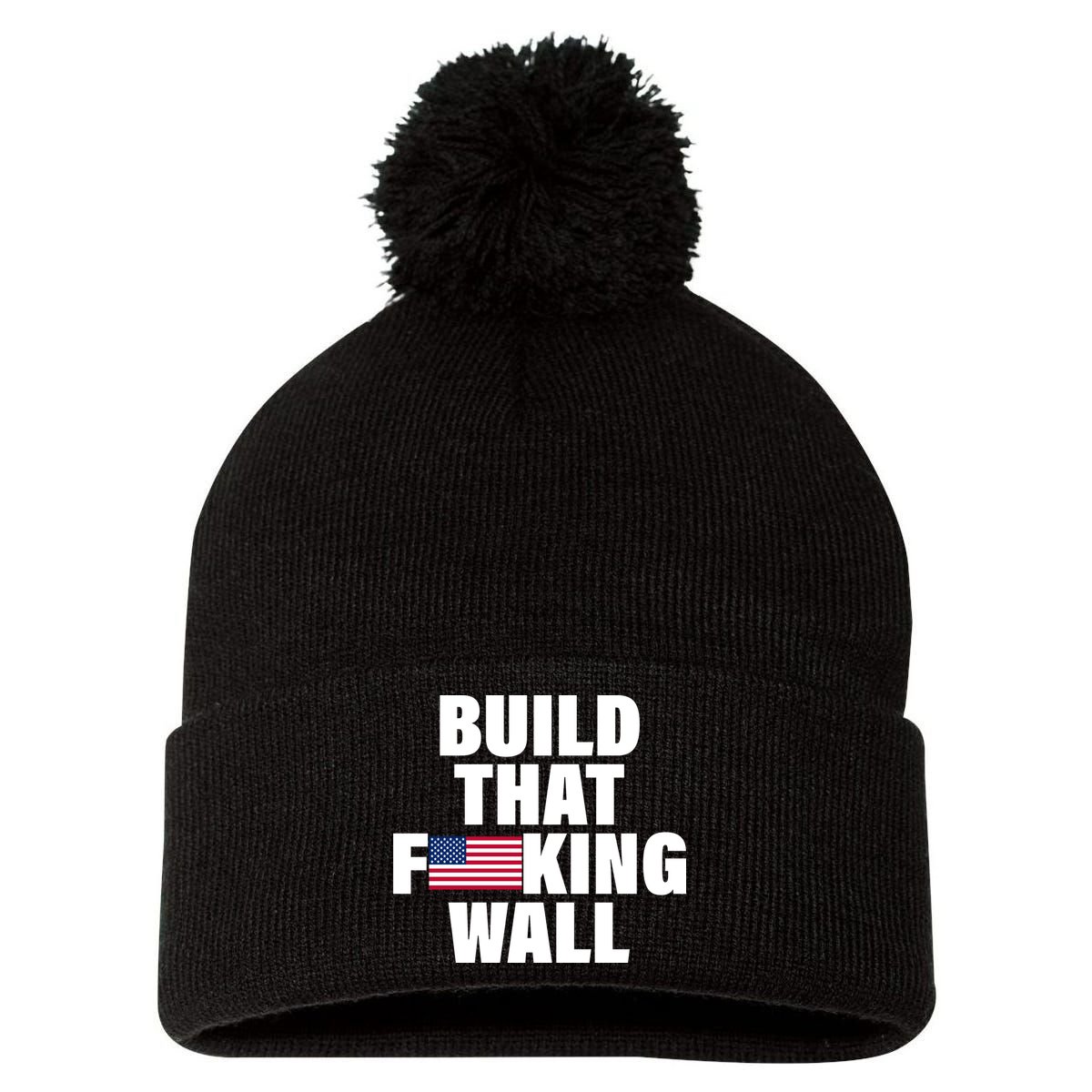 Build That F*cking Wall Pom Pom 12in Knit Beanie