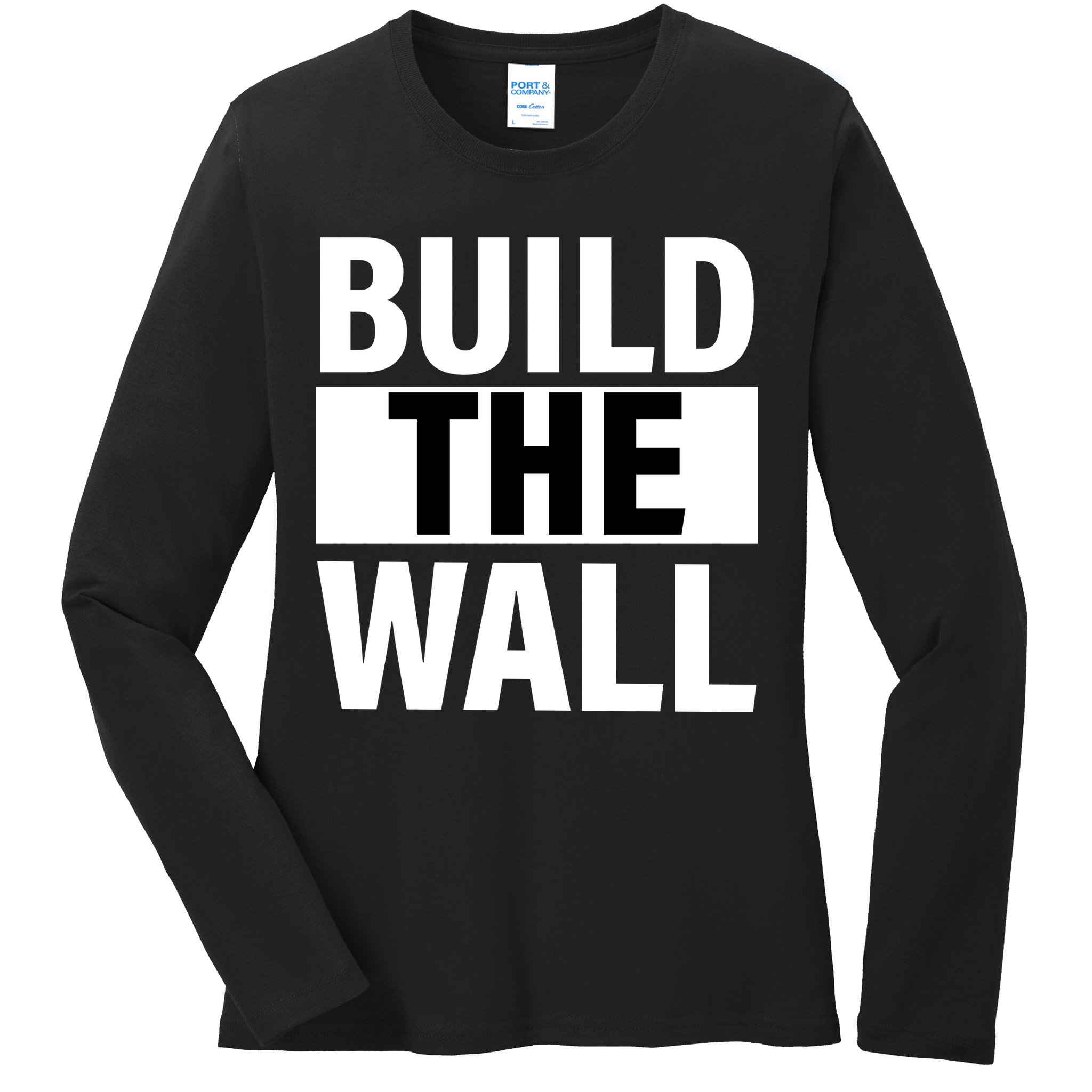 Build The Wall Box Logo Ladies Long Sleeve Shirt
