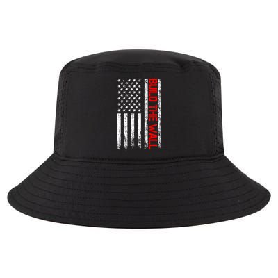 Build The Wall Distressed Flag Cool Comfort Performance Bucket Hat