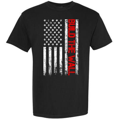 Build The Wall Distressed Flag Garment-Dyed Heavyweight T-Shirt