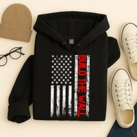 Build The Wall Distressed Flag Hoodie
