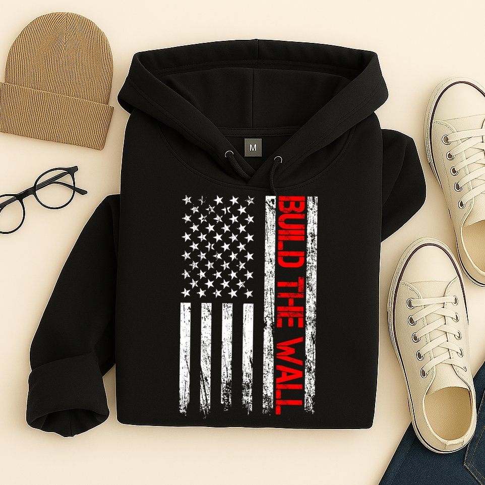 Build The Wall Distressed Flag Hoodie