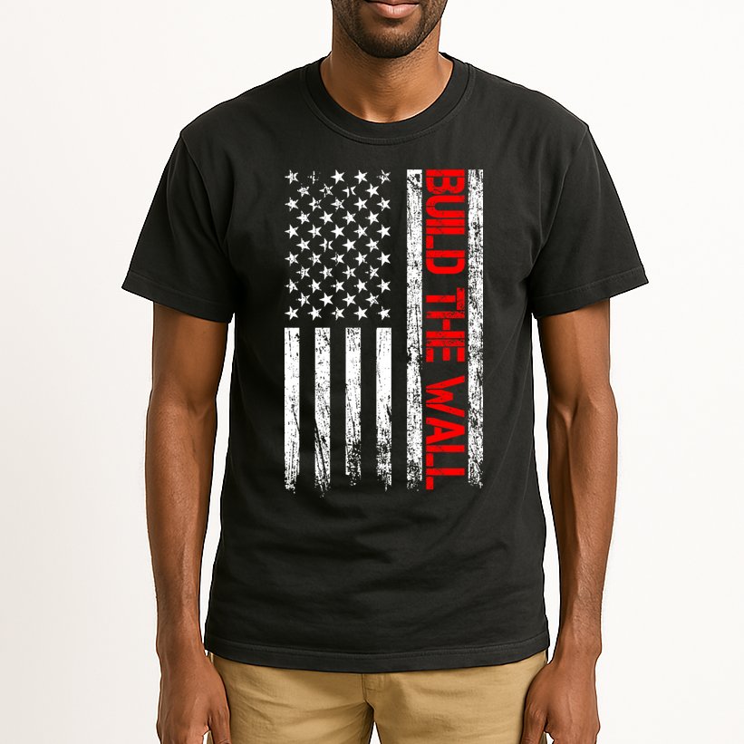 Build The Wall Distressed Flag Tall T-Shirt