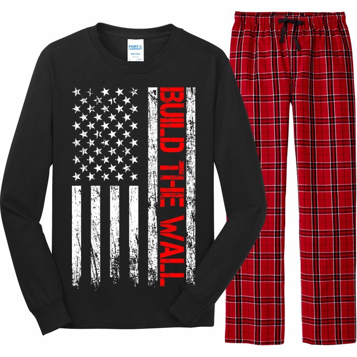 Build The Wall Distressed Flag Long Sleeve Pajama Set