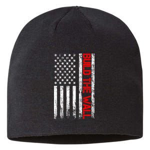 Build The Wall Distressed Flag Sustainable Beanie