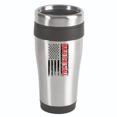 Build The Wall Distressed Flag 16oz Travel Tumbler