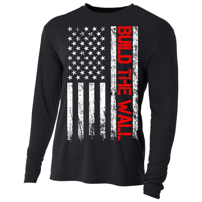 Build The Wall Distressed Flag Cooling Performance Long Sleeve Crew