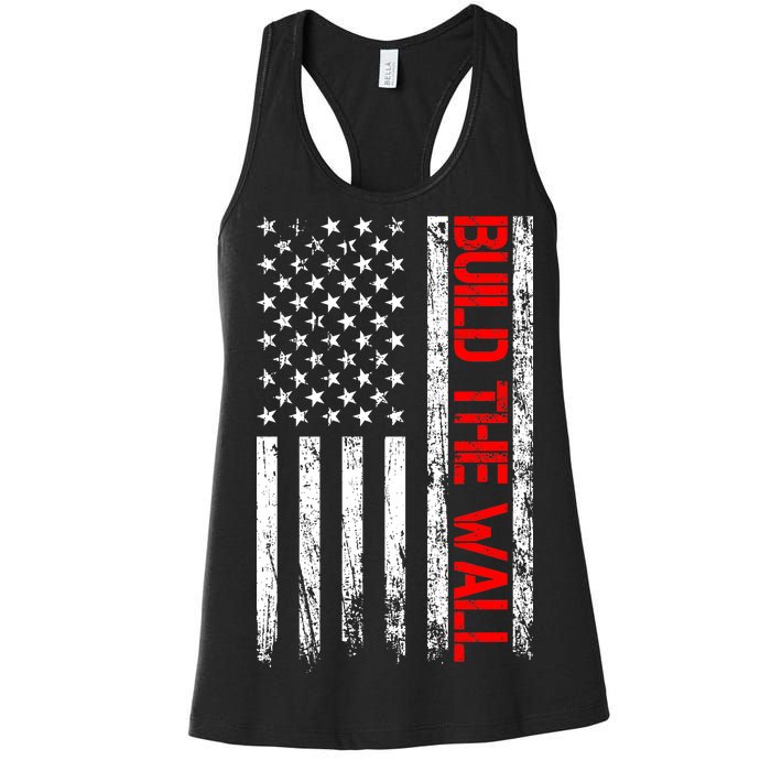 Build The Wall Distressed Flag Women's Racerback Tank