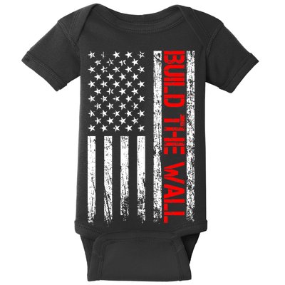 Build The Wall Distressed Flag Baby Bodysuit