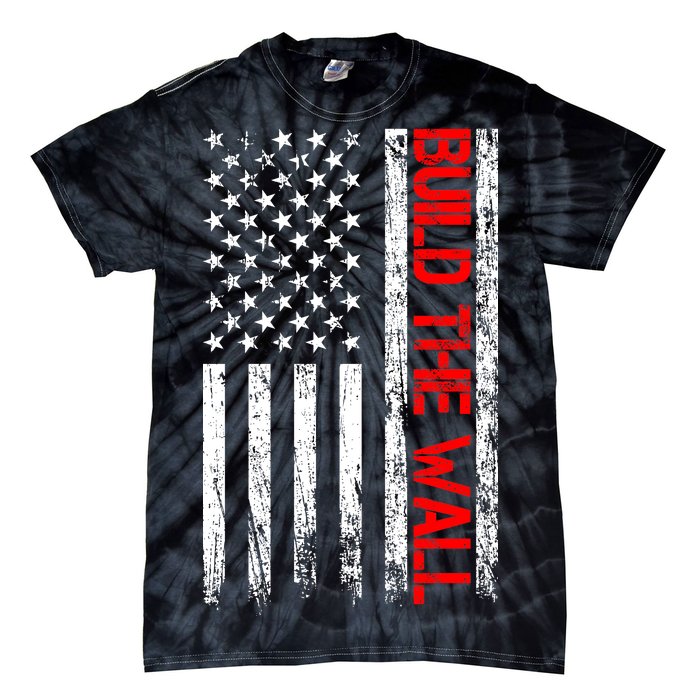 Build The Wall Distressed Flag Tie-Dye T-Shirt