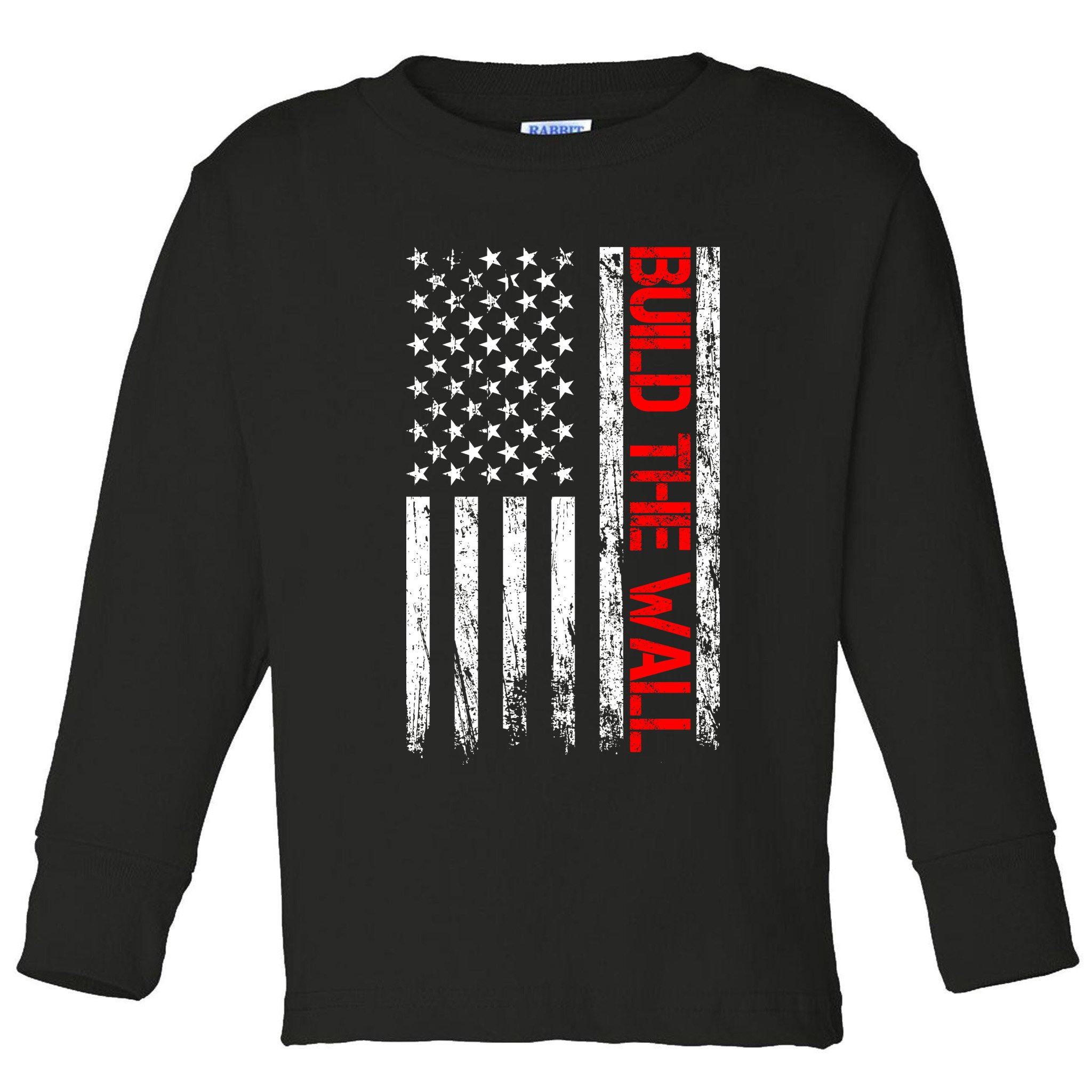 Build The Wall Distressed Flag Toddler Long Sleeve Shirt