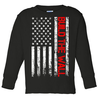 Build The Wall Distressed Flag Toddler Long Sleeve Shirt