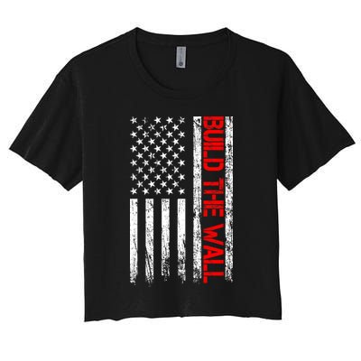Build The Wall Distressed Flag Crop Top