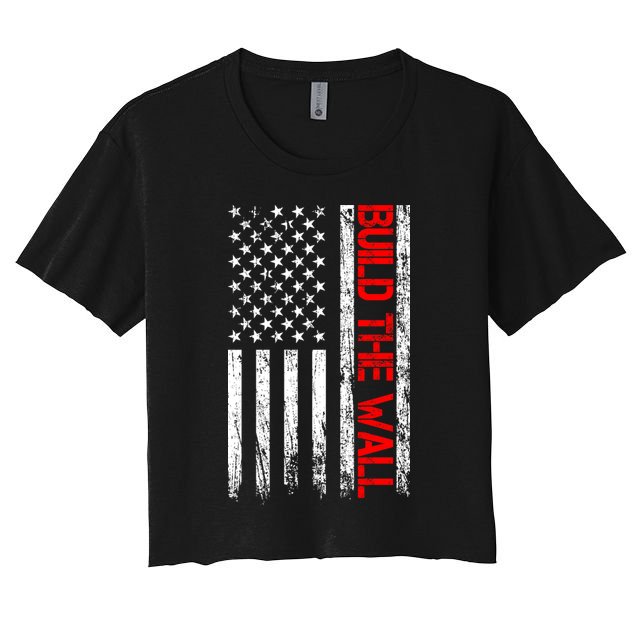 Build The Wall Distressed Flag Crop Top