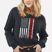 Build The Wall Distressed Flag Cropped Pullover Crew