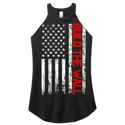 Build The Wall Distressed Flag Women’s Perfect Tri Rocker Tank