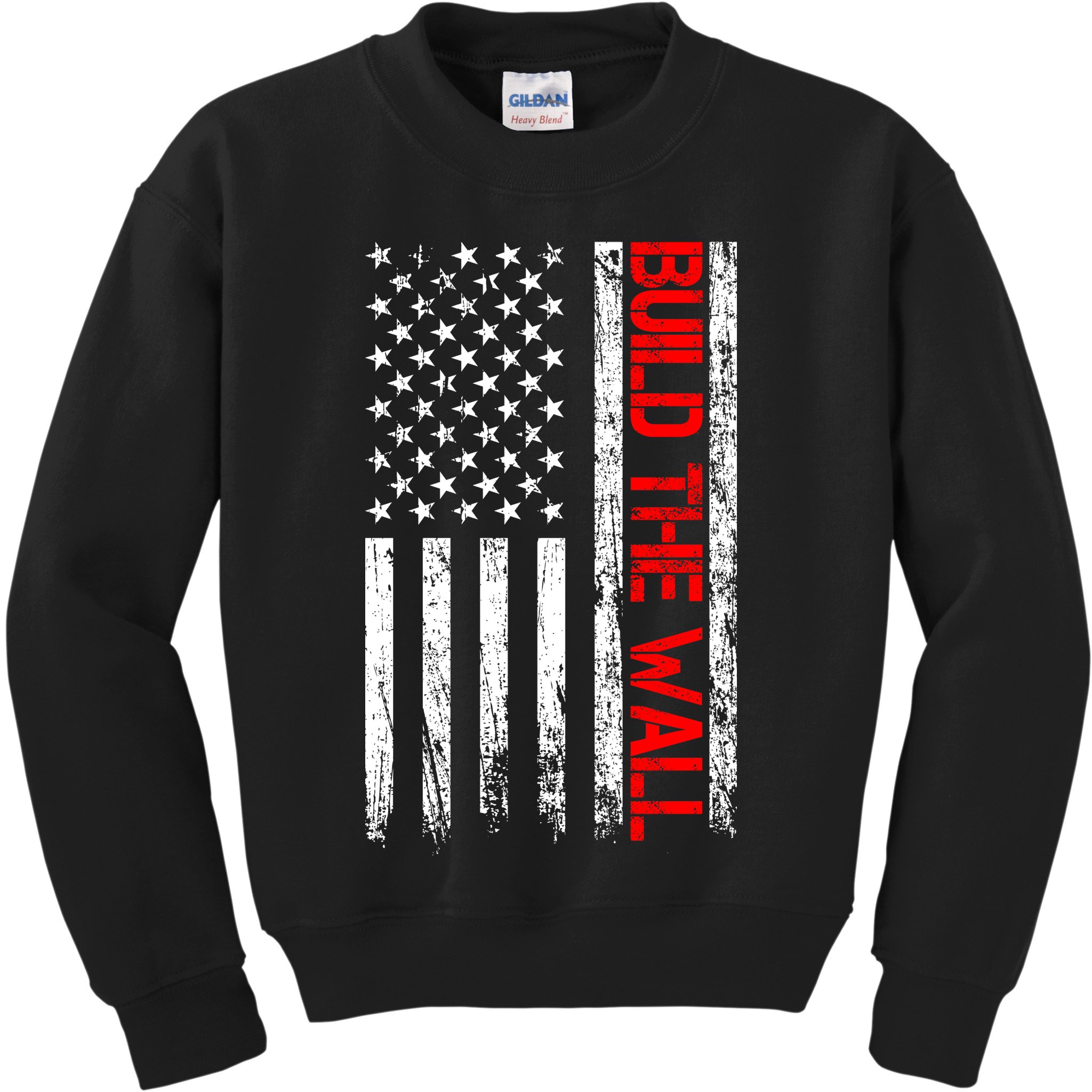 Build The Wall Distressed Flag Kids Sweatshirt