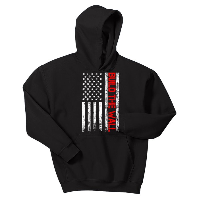 Build The Wall Distressed Flag Kids Hoodie