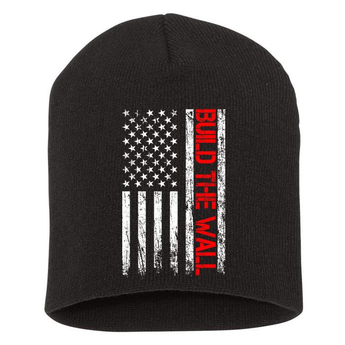 Build The Wall Distressed Flag Short Acrylic Beanie