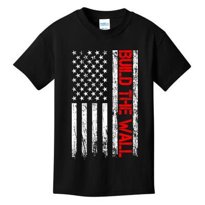 Build The Wall Distressed Flag Kids T-Shirt