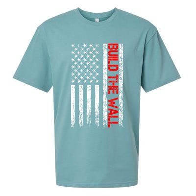 Build The Wall Distressed Flag Sueded Cloud Jersey T-Shirt