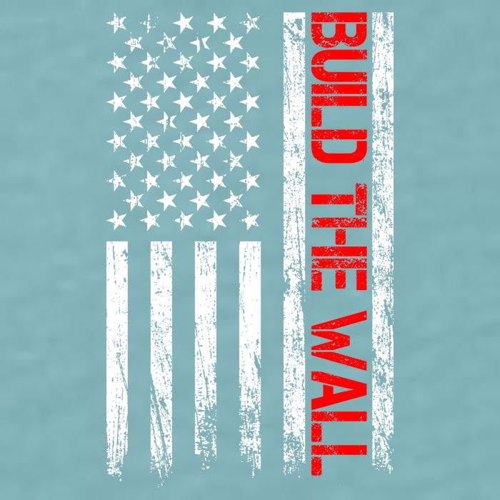 Build The Wall Distressed Flag Sueded Cloud Jersey T-Shirt