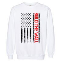 Build The Wall Distressed Flag Garment-Dyed Sweatshirt