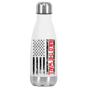 Build The Wall Distressed Flag Stainless Steel Insulated Water Bottle