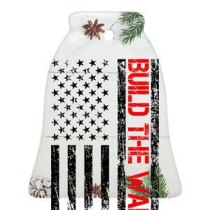 Build The Wall Distressed Flag Ceramic Bell Ornament