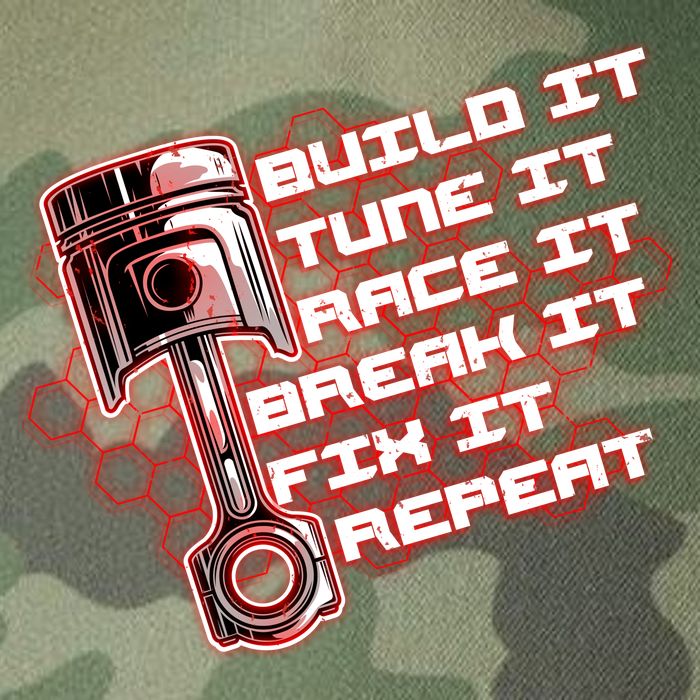 Build Tune Race Break Fix Repeat Legacy Tie Dye Trucker Hat