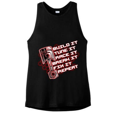 Build Tune Race Break Fix Repeat Ladies PosiCharge Tri-Blend Wicking Tank