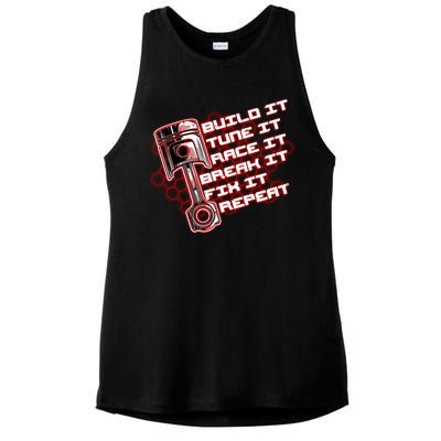 Build Tune Race Break Fix Repeat Ladies PosiCharge Tri-Blend Wicking Tank