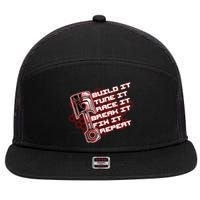 Build Tune Race Break Fix Repeat 7 Panel Mesh Trucker Snapback Hat