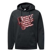 Build Tune Race Break Fix Repeat Performance Fleece Hoodie