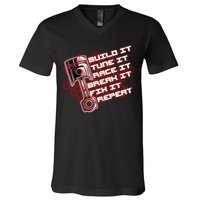 Build Tune Race Break Fix Repeat V-Neck T-Shirt
