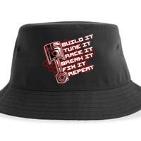 Build Tune Race Break Fix Repeat Sustainable Bucket Hat