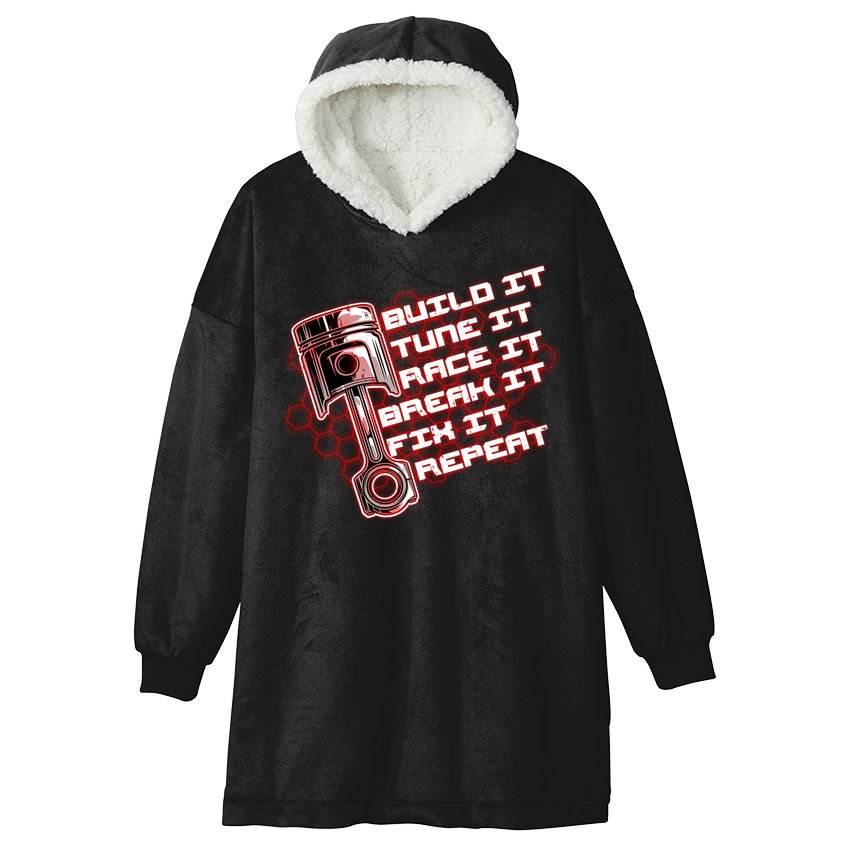 Build Tune Race Break Fix Repeat Hooded Wearable Blanket