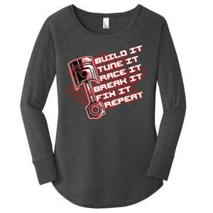 Build Tune Race Break Fix Repeat Women's Perfect Tri Tunic Long Sleeve Shirt