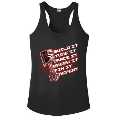 Build Tune Race Break Fix Repeat Ladies PosiCharge Competitor Racerback Tank